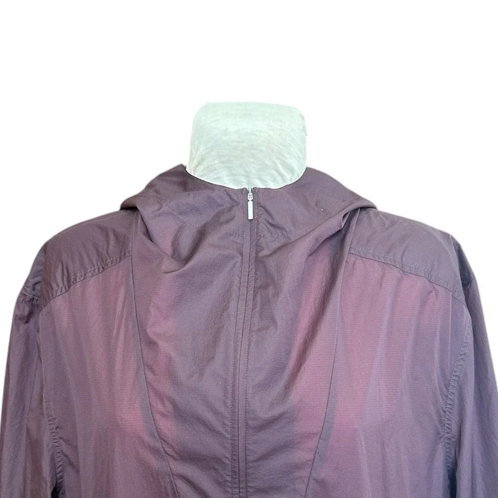 COS Men's Large Hooded‎ Packable Lightweight Anorak Dark Burgundy Purple/Black